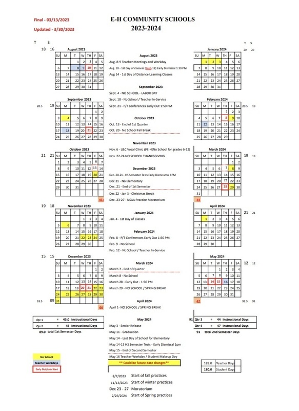 202324 EH School Calendar EmersonHubbard Community Schools