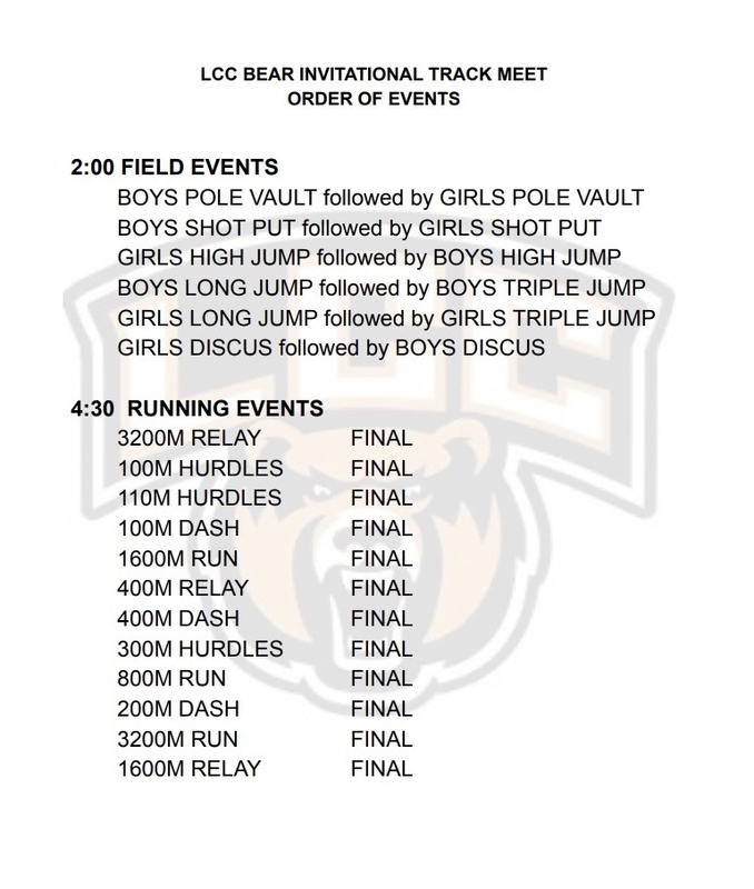 LCC Invitational HS Track Order of Events Tuesday, 4/18 Emerson